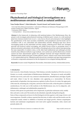 Phytochemical and Biological Investigations on a Mediteranean Envasive Weed As Natural Antibiotic