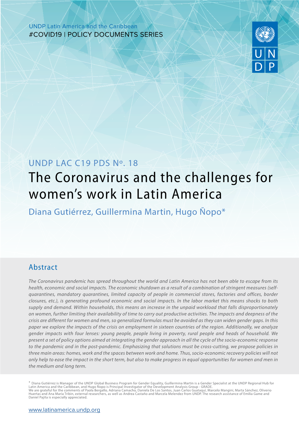 The Coronavirus and the Challenges for Women's Work in Latin America