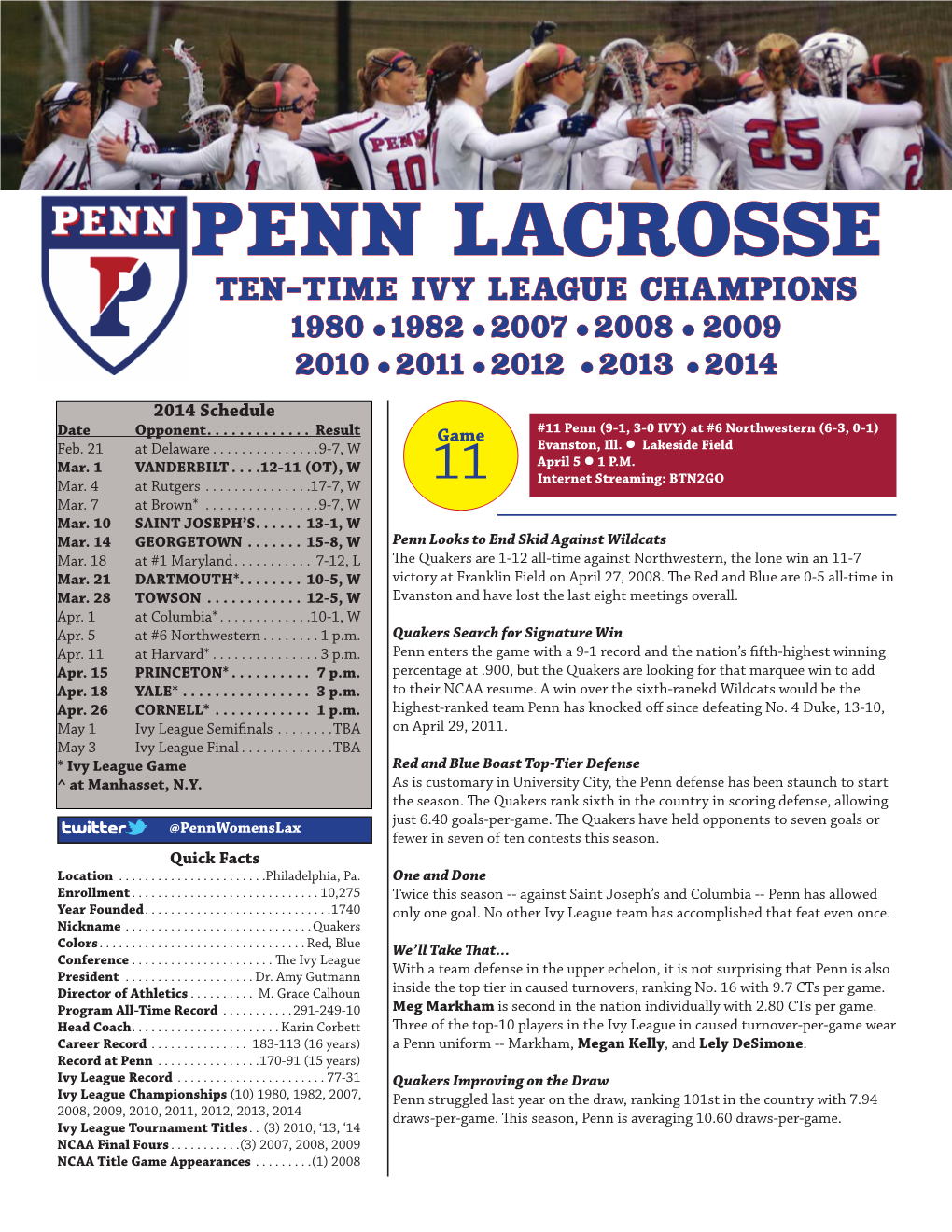Penn Womens Lacrosse Notes.Indd