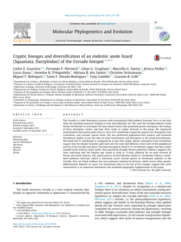 Cryptic Lineages and Diversification of an Endemic Anole