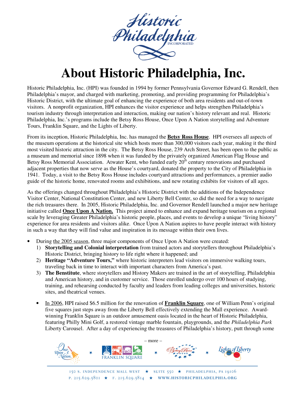 About Historic Philadelphia, Inc