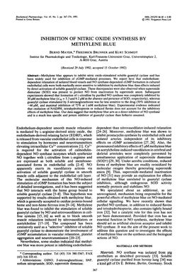 Inhibition of Nitric Oxide Synthesis by Methylene Blue