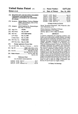 United States Patent (19) 11 Patent Number: 5,077,324 Kistner Et Al