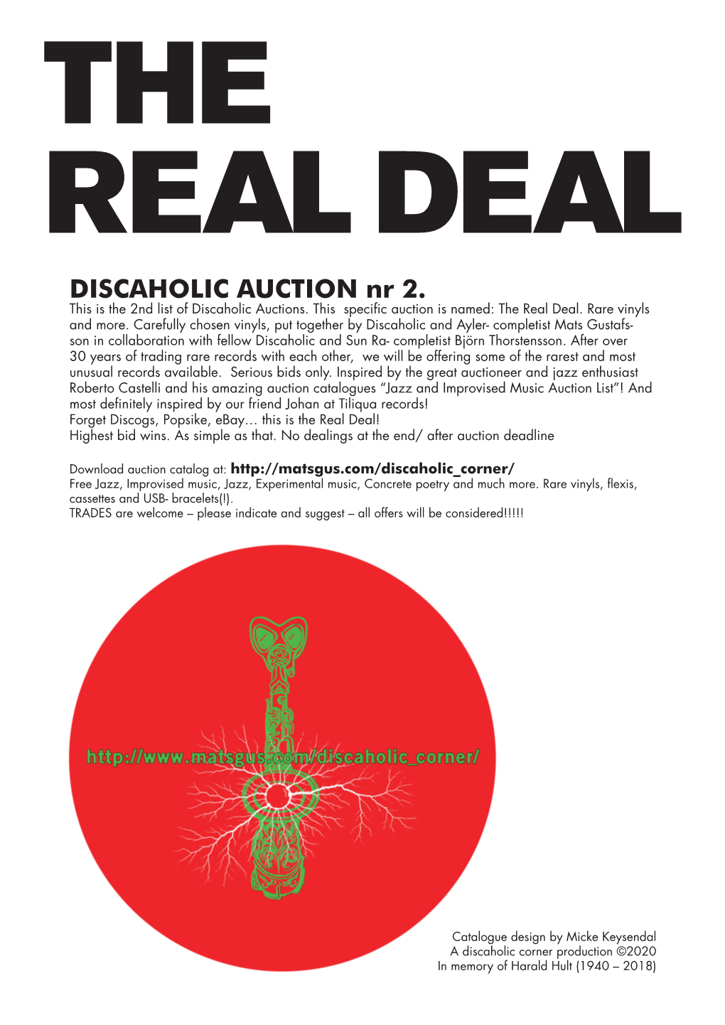 DISCAHOLIC AUCTION Nr 2. This Is the 2Nd List of Discaholic Auctions
