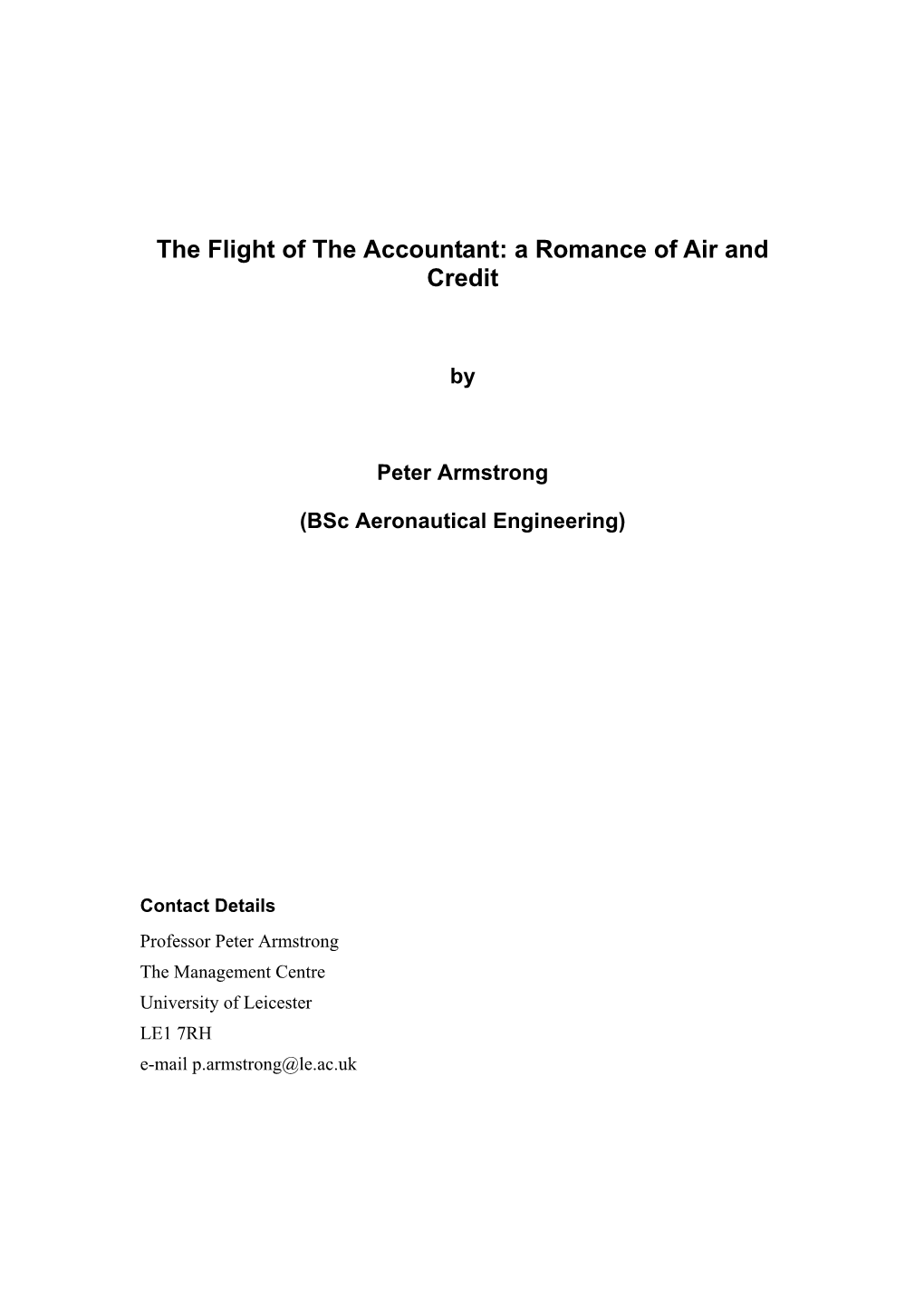 The Flight of the Accountant: a Romance of Air and Credit