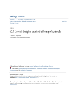 C.S. Lewis's Insights on the Suffering of Animals Gabriele Greggersen Universidade Presbiteriana Mackenzie, Brazil