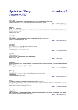 Squire Law Library Accessions List September 2015