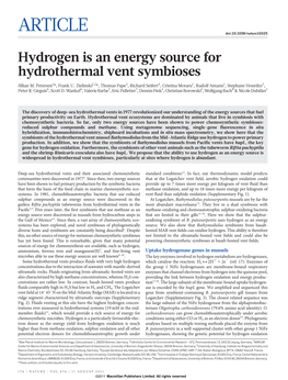 Hydrogen Is an Energy Source for Hydrothermal Vent Symbioses
