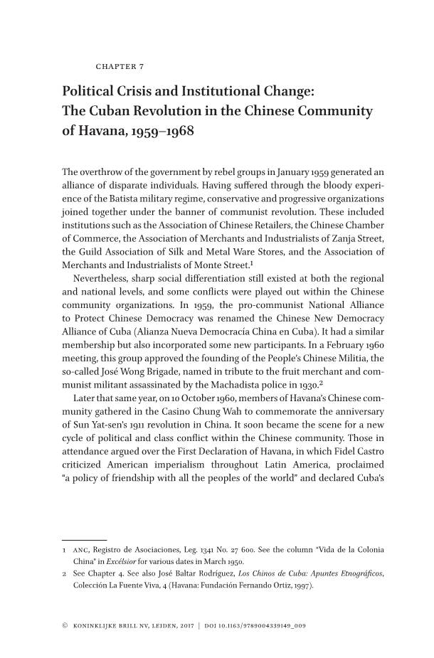 The Cuban Revolution in the Chinese Community of Havana, 1959–1968