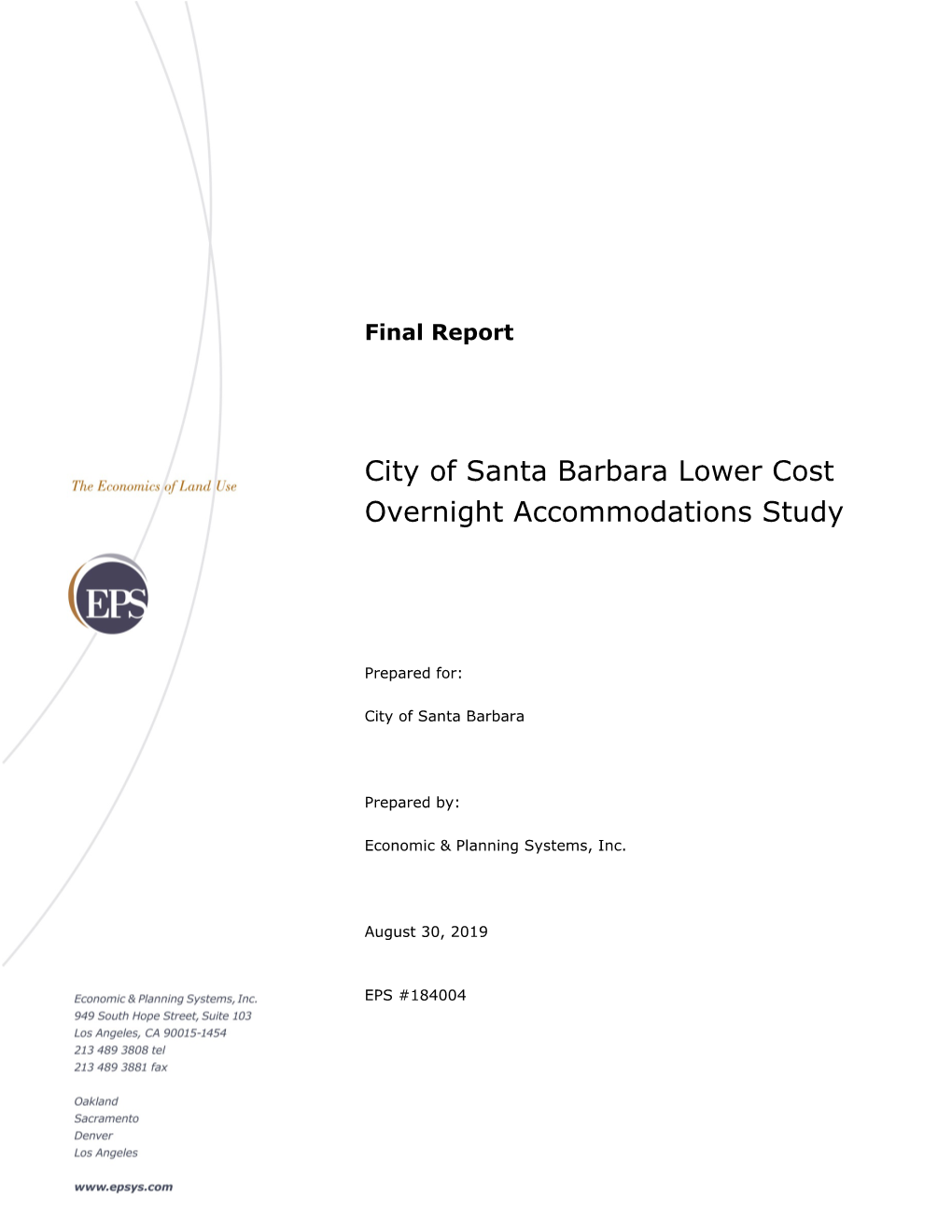 City of Santa Barbara Lower Cost Overnight Accommodations Study