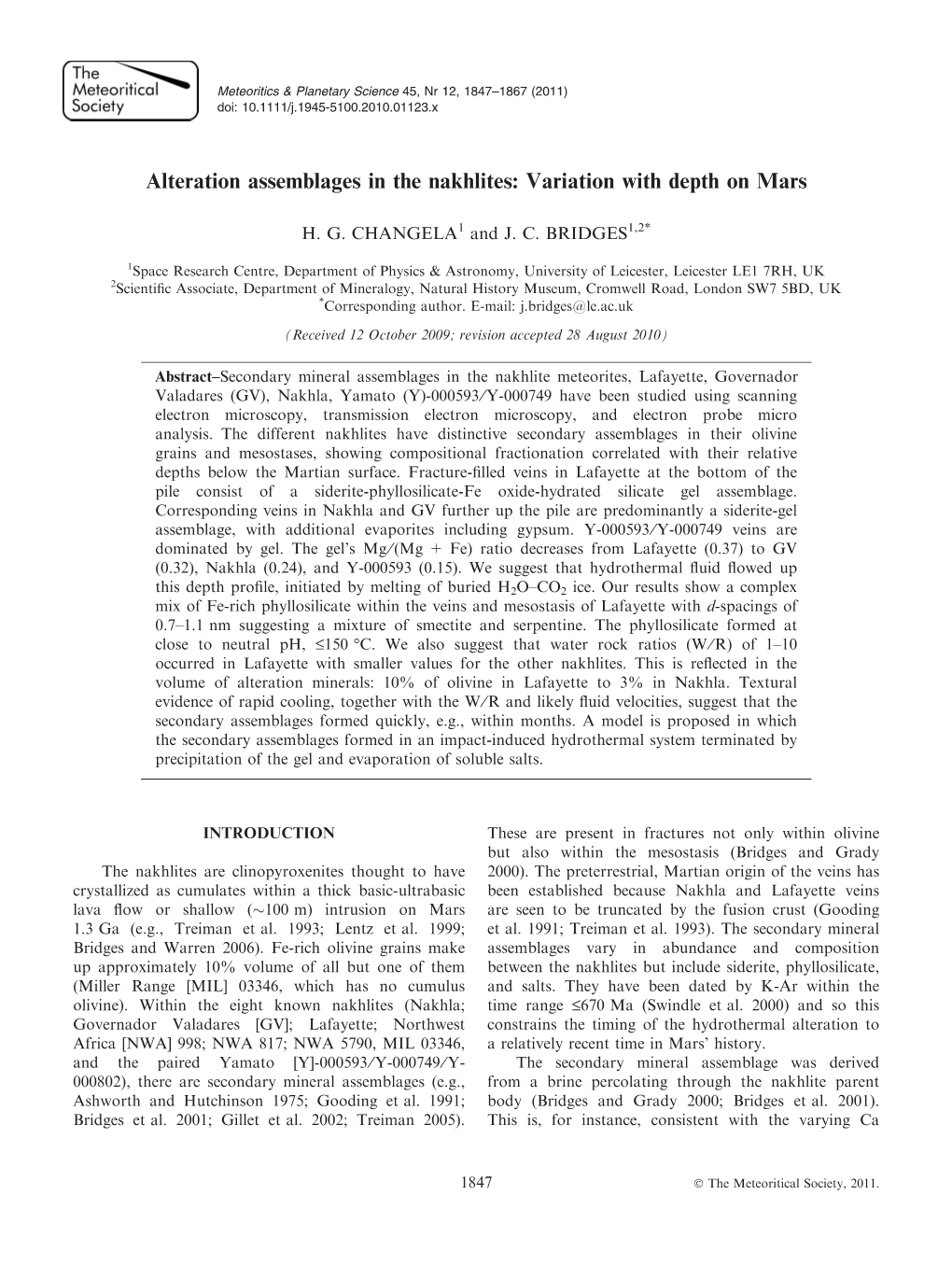 Alteration Assemblages in the Nakhlites: Variation with Depth on Mars