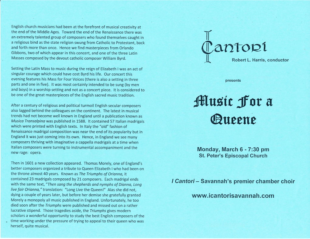 2017 March: Music for a Queene