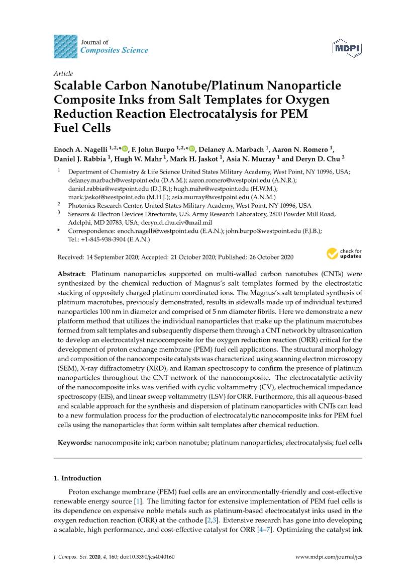 Scalable Carbon Nanotube/Platinum Nanoparticle Composite Inks from Salt Templates for Oxygen Reduction Reaction Electrocatalysis for PEM Fuel Cells