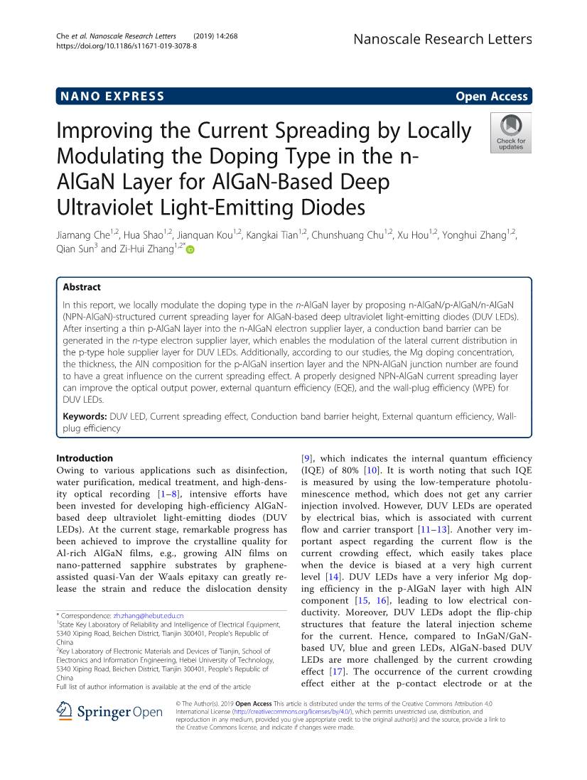 Improving the Current Spreading by Locally Modulating the Doping Type in the N-Algan Layer for Algan-Based Deep Ultraviolet Ligh