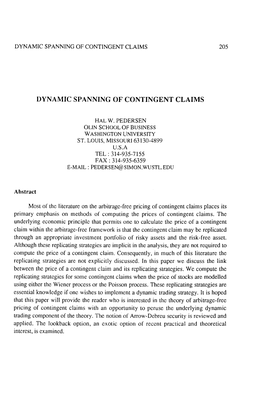 Dynamic Spanning of Contingent Claims 205