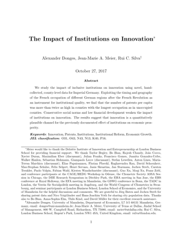 The Impact of Institutions on Innovation*