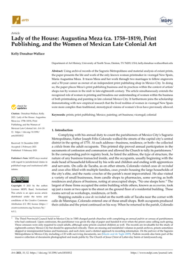 Lady of the House: Augustina Meza (Ca. 1758–1819), Print Publishing, and the Women of Mexican Late Colonial Art