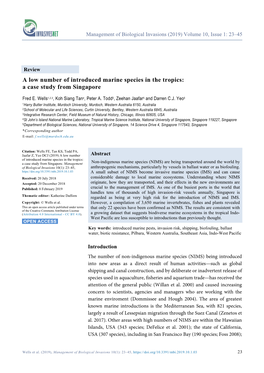 A Low Number of Introduced Marine Species in the Tropics: a Case Study from Singapore