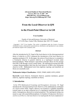 From the Local Observer in QM to the Fixed-Point Observer in GR