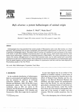 Bufo Alvarius: a Potent Hallucinogen of Animal Origin