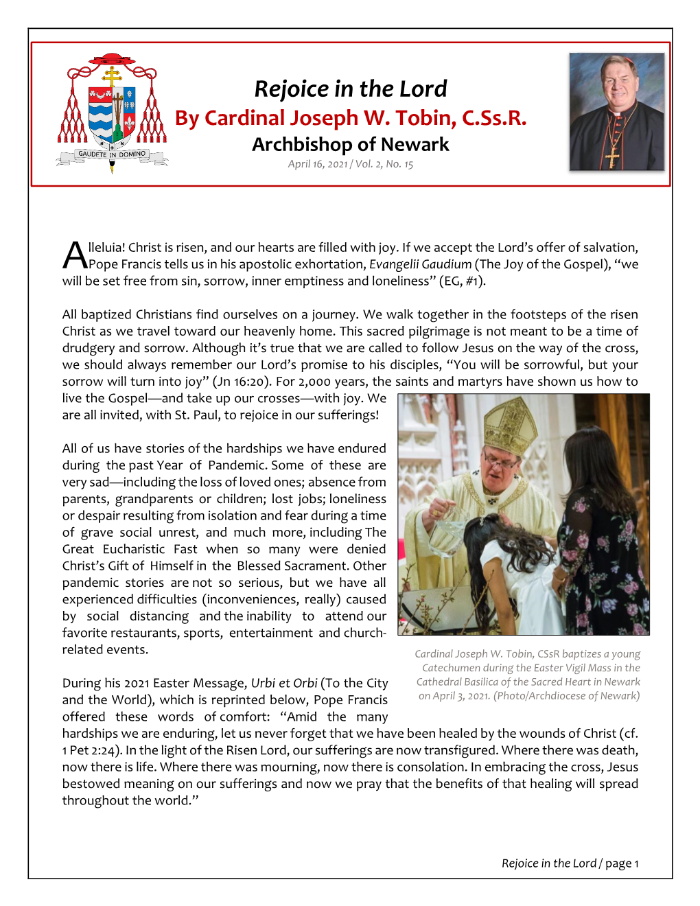 Rejoice in the Lord by Cardinal Joseph W