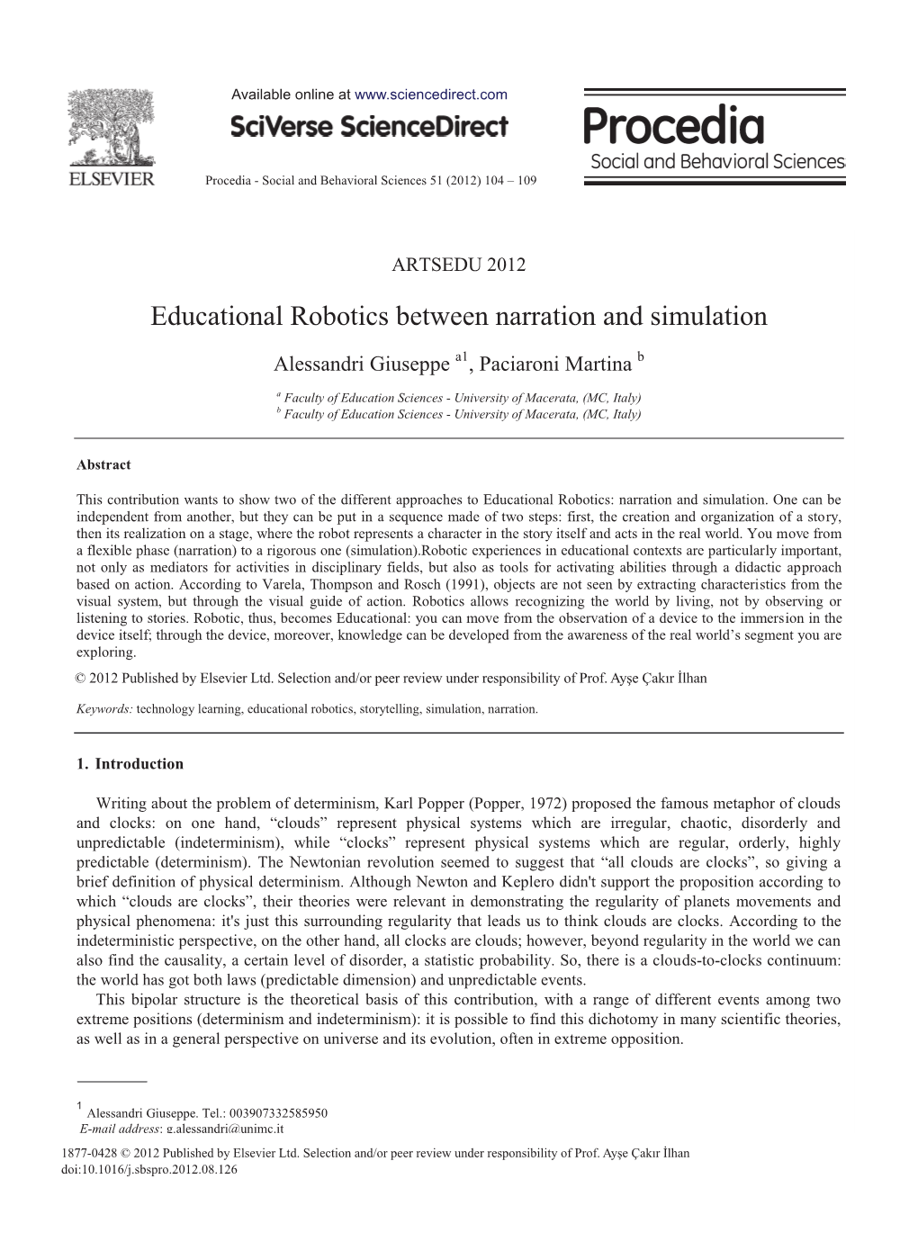 Educational Robotics Between Narration and Simulation