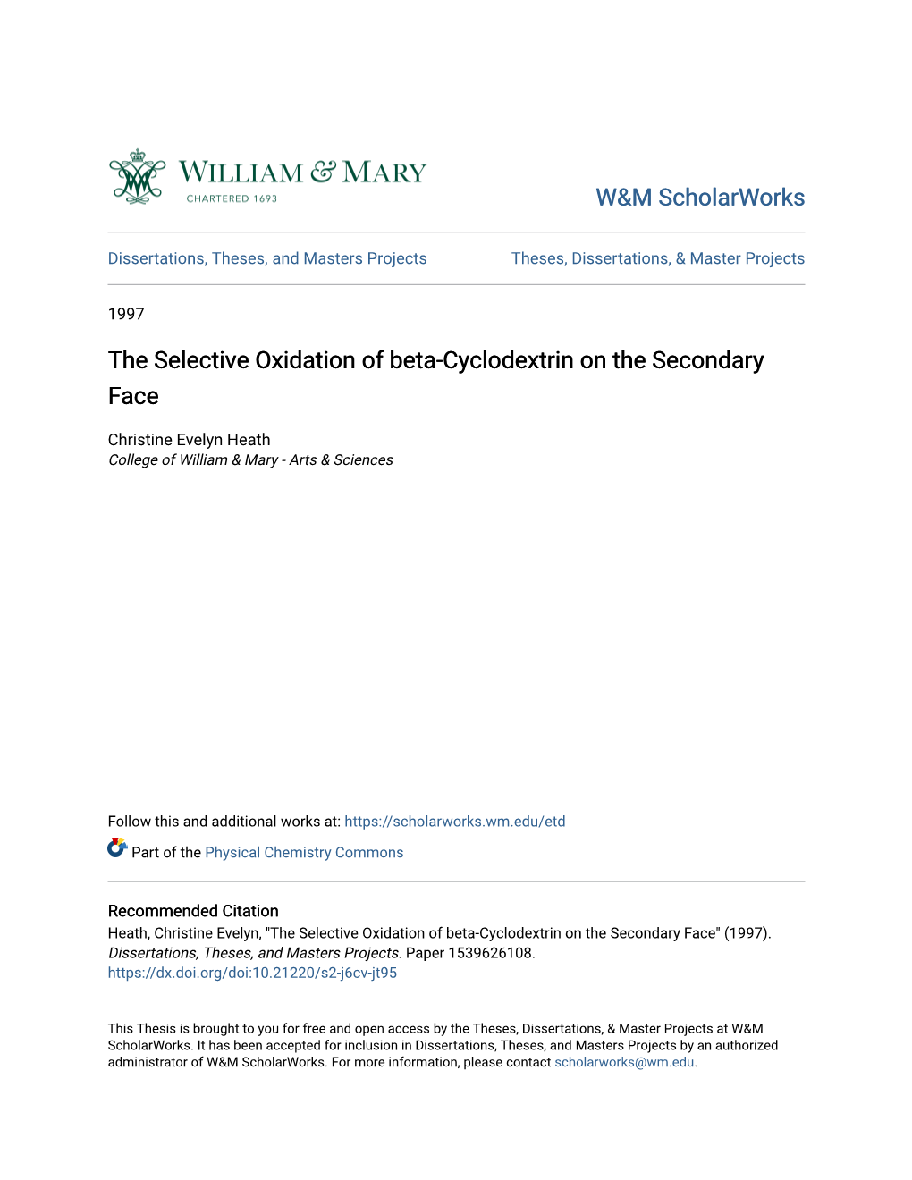 The Selective Oxidation of Beta-Cyclodextrin on the Secondary Face