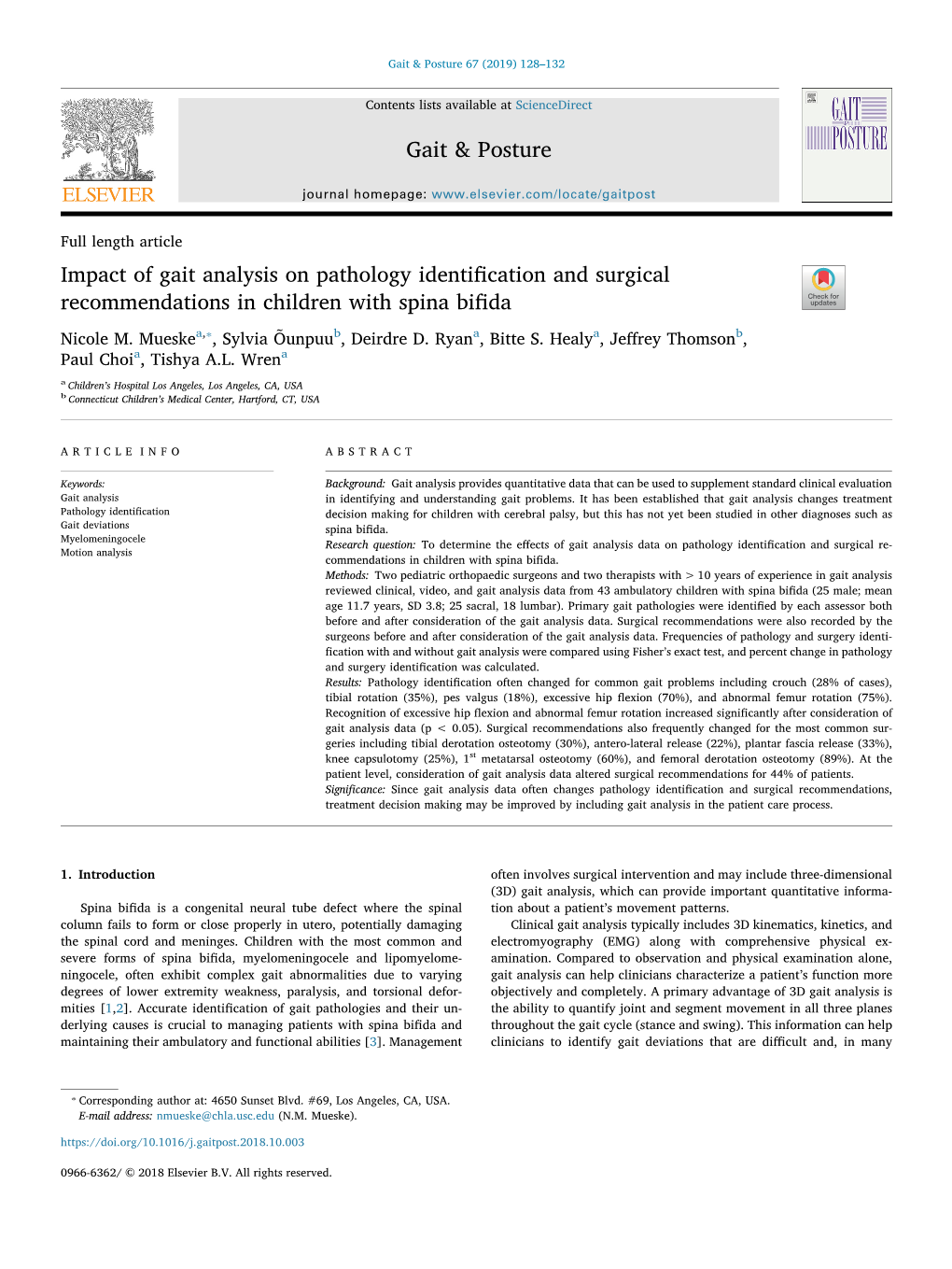 Impact of Gait Analysis on Pathology Identification and Surgical