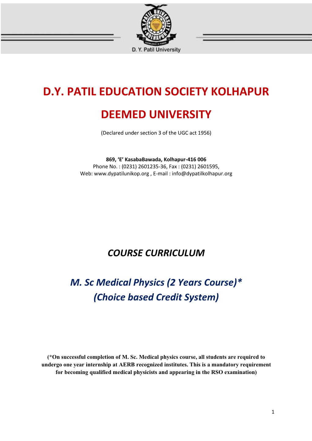 Medical Physics (2 Years Course)* (Choice Based Credit System)
