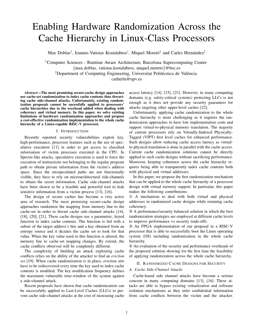 Enabling Hardware Randomization Across the Cache Hierarchy in Linux-Class Processors