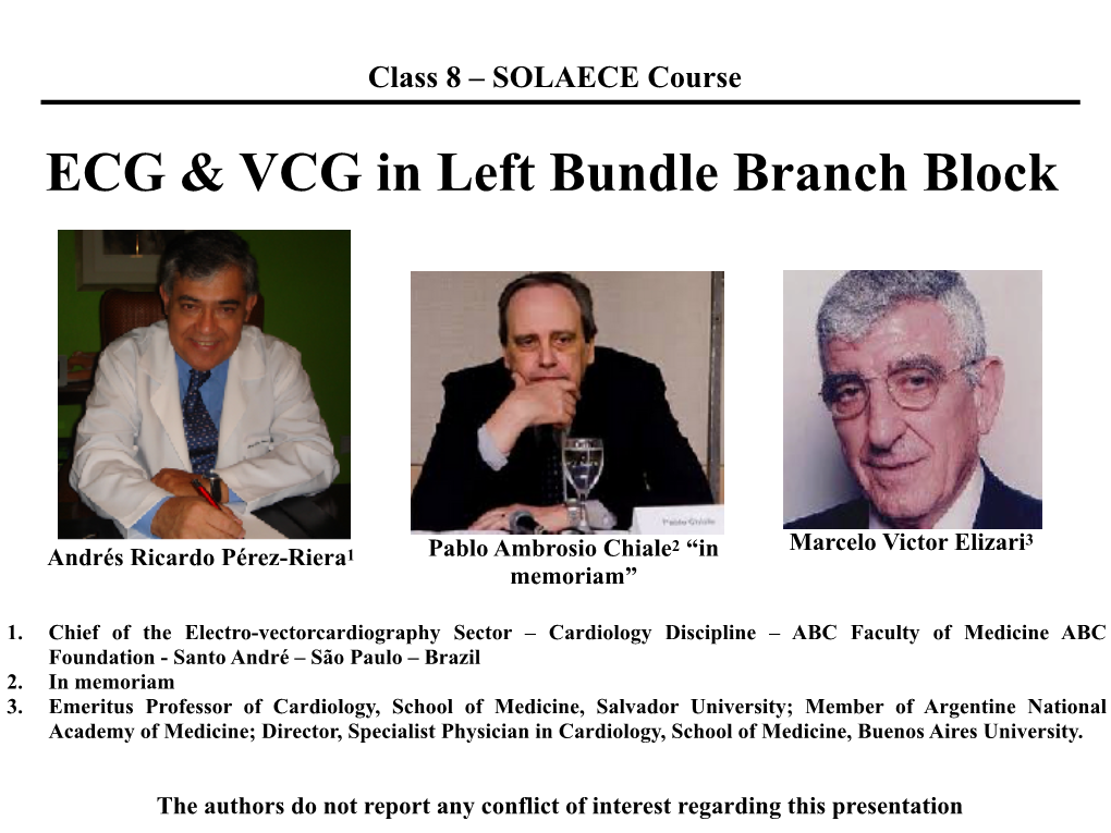 ECG & VCG in Left Bundle Branch Block