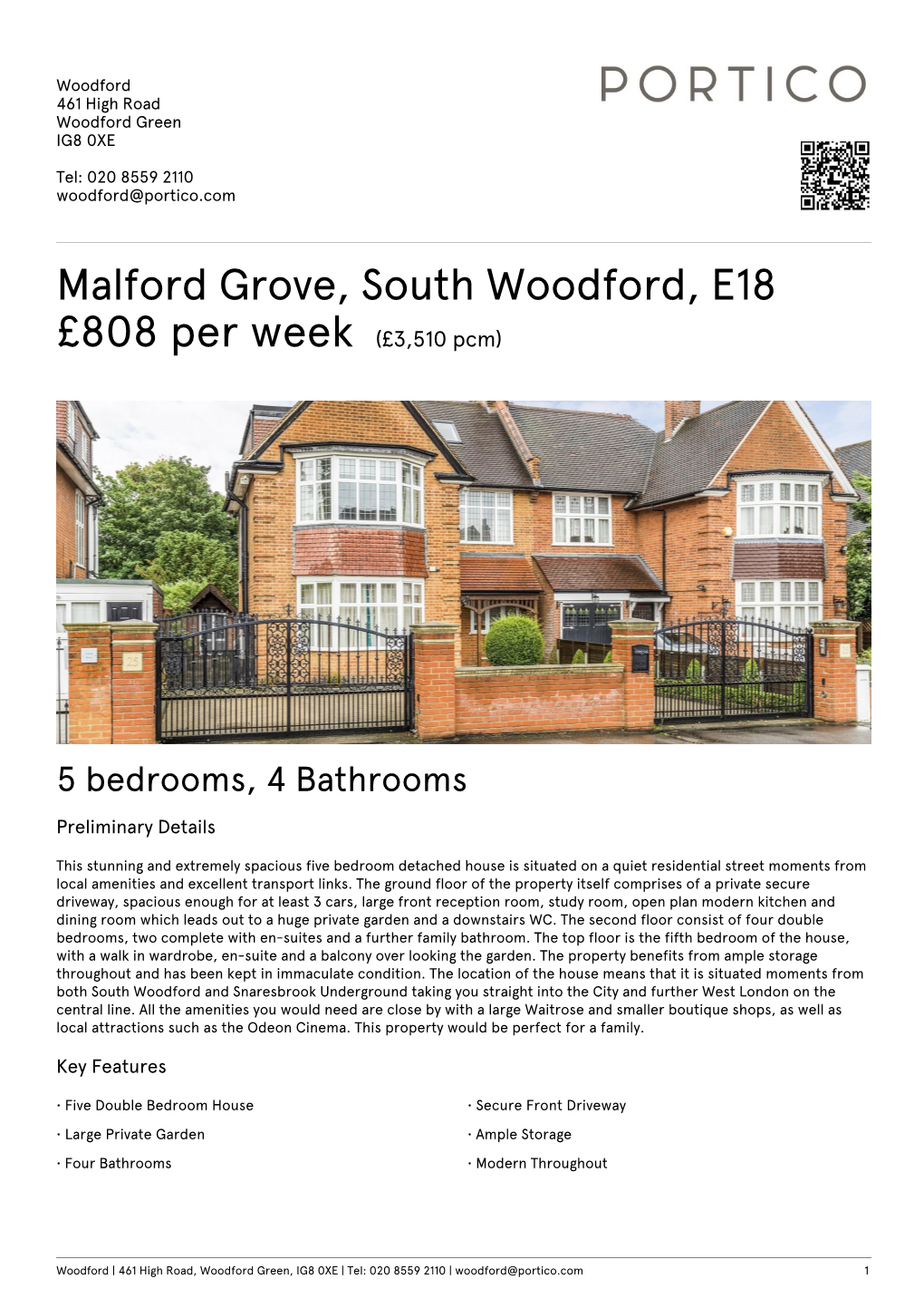 Malford Grove, South Woodford, E18 £808 Per Week
