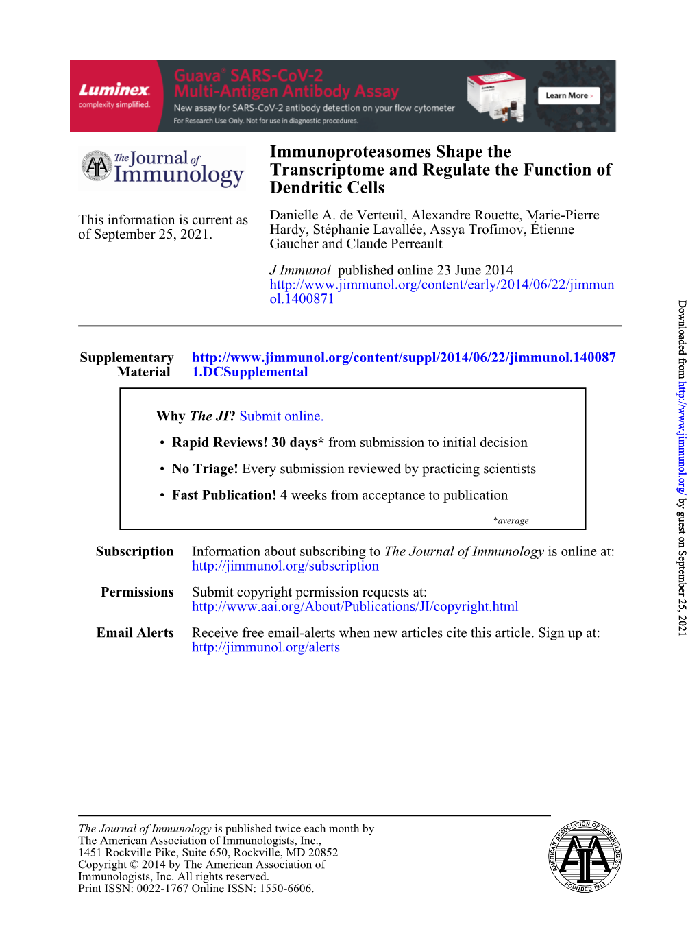 Dendritic Cells Transcriptome and Regulate the Function Of