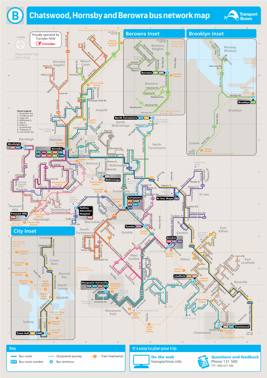 Chatswood, Hornsby and Berowra Bus Network Map