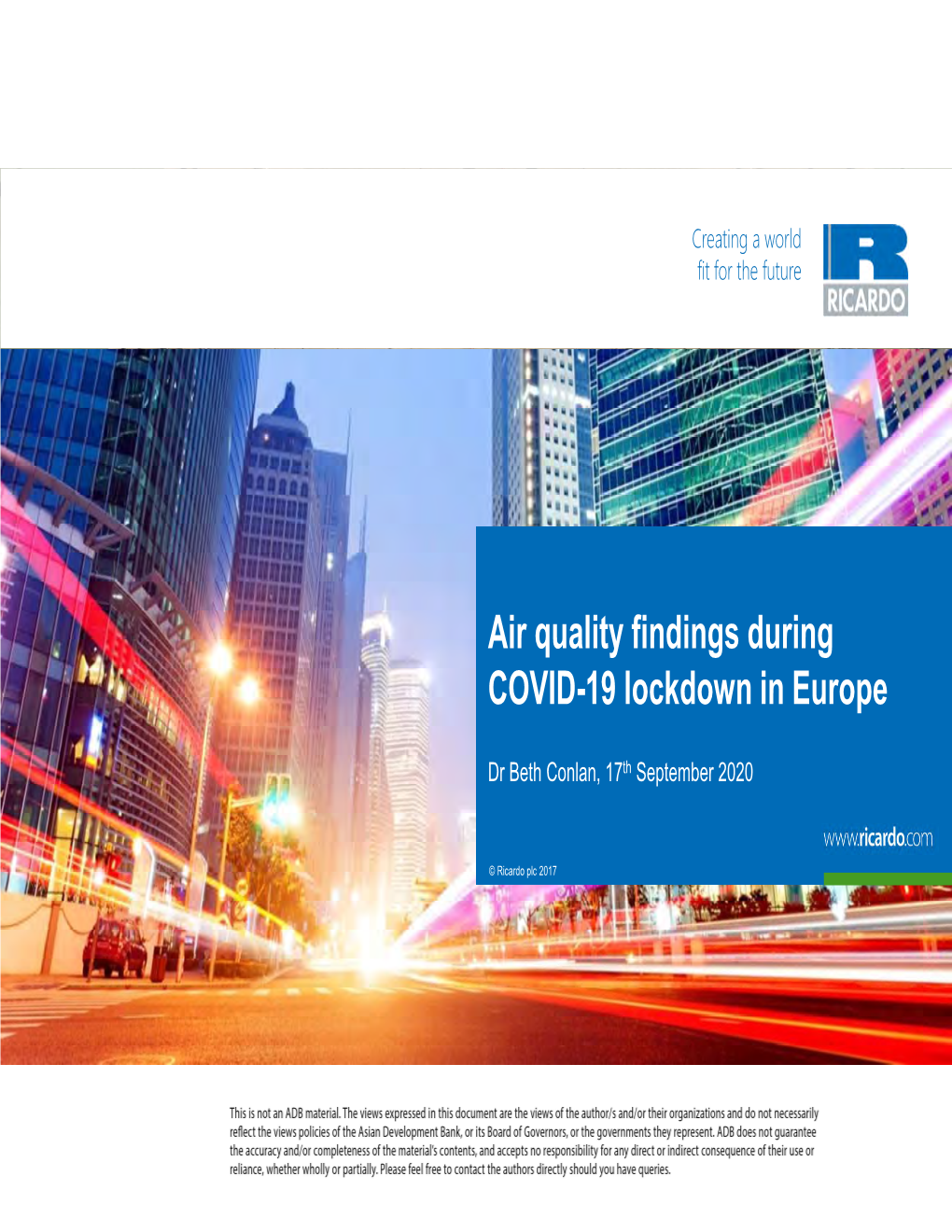 Air Quality Findings During COVID-19 Lockdown in Europe
