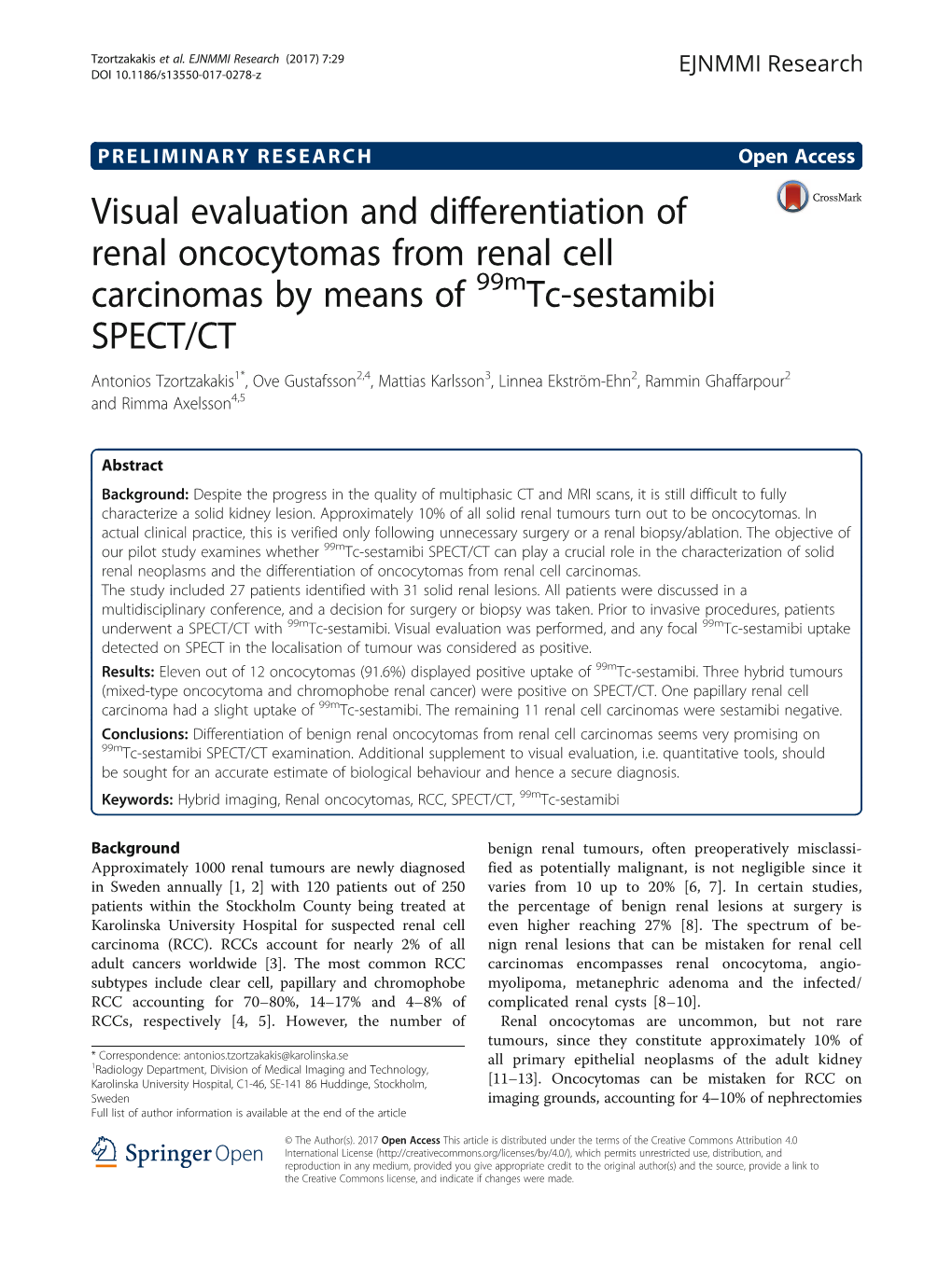 Visual Evaluation and Differentiation of Renal Oncocytomas from Renal Cell