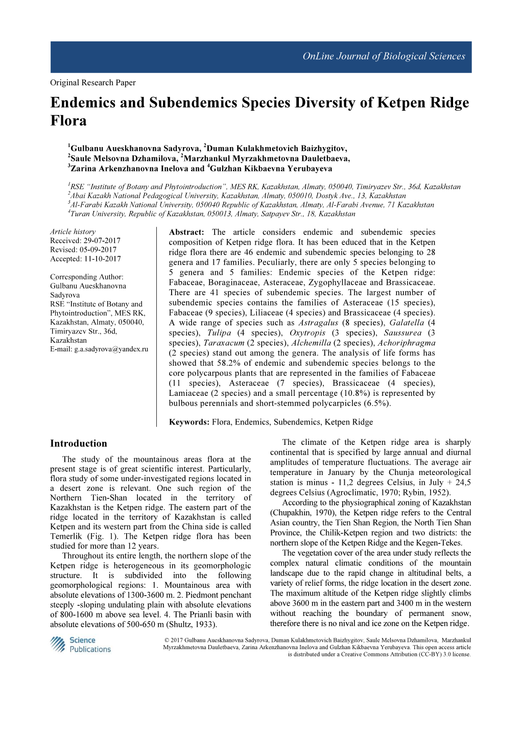 Endemics and Subendemics Species Diversity of Ketpen Ridge Flora