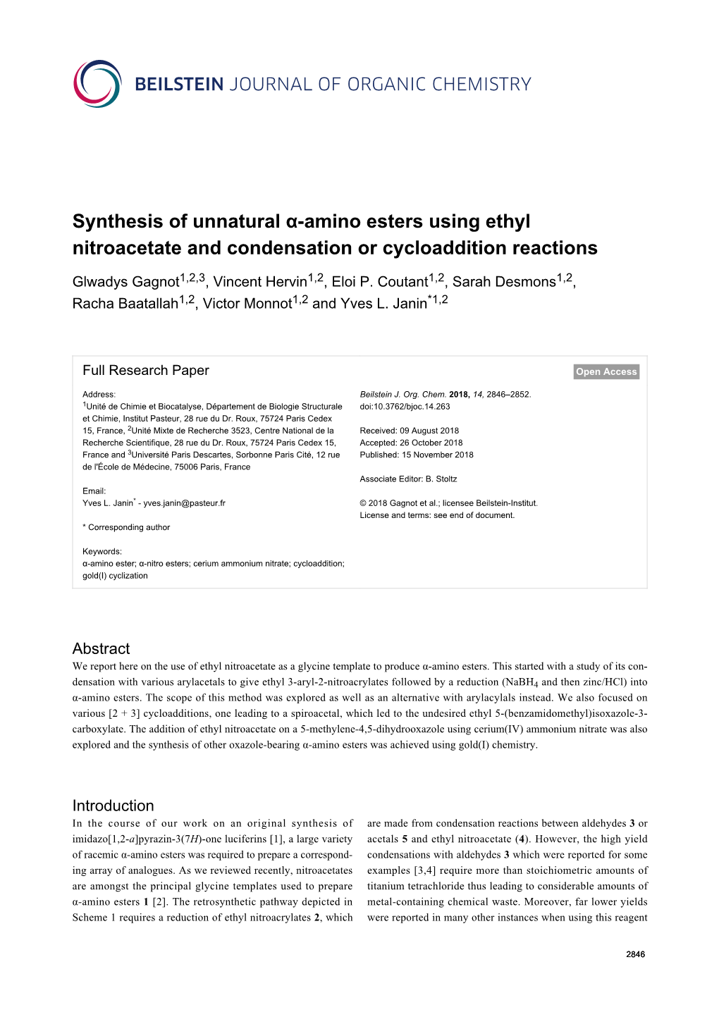 Synthesis of Unnatural Α-Amino Esters Using Ethyl Nitroacetate and Condensation Or Cycloaddition Reactions