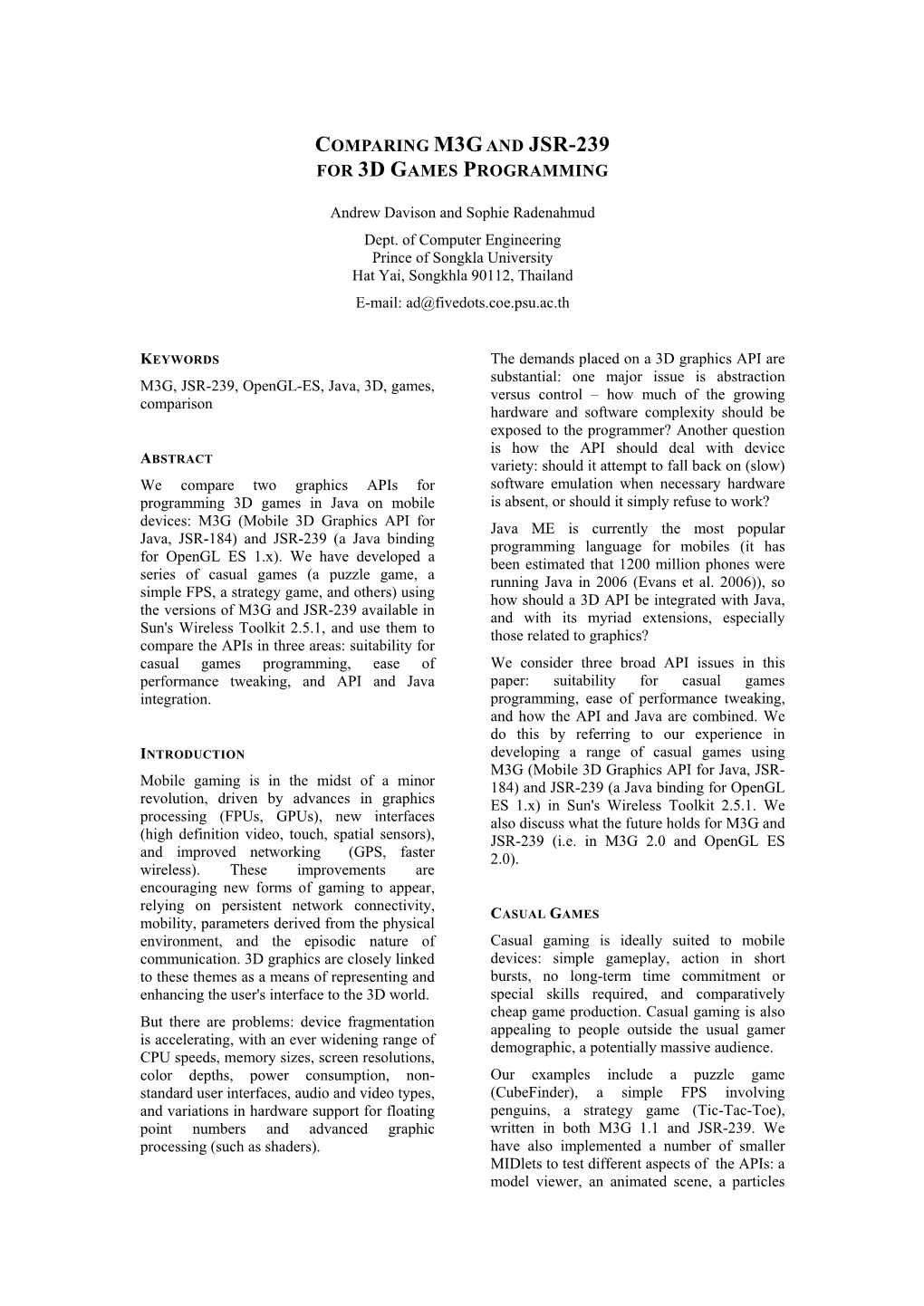 Comparing M3g and Jsr-239 for 3D Games Programming