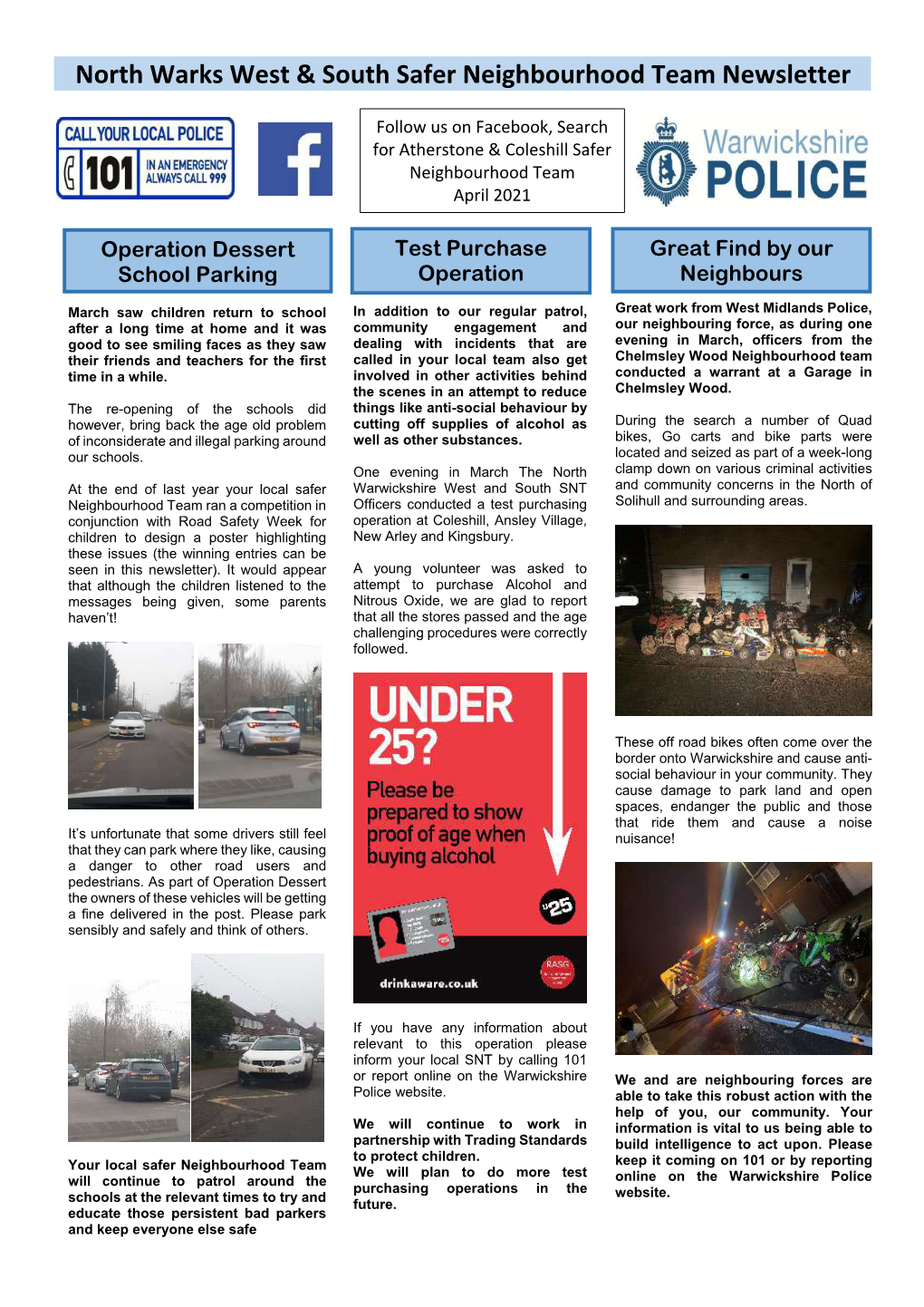 North Warks West & South Safer Neighbourhood Team Newsletter