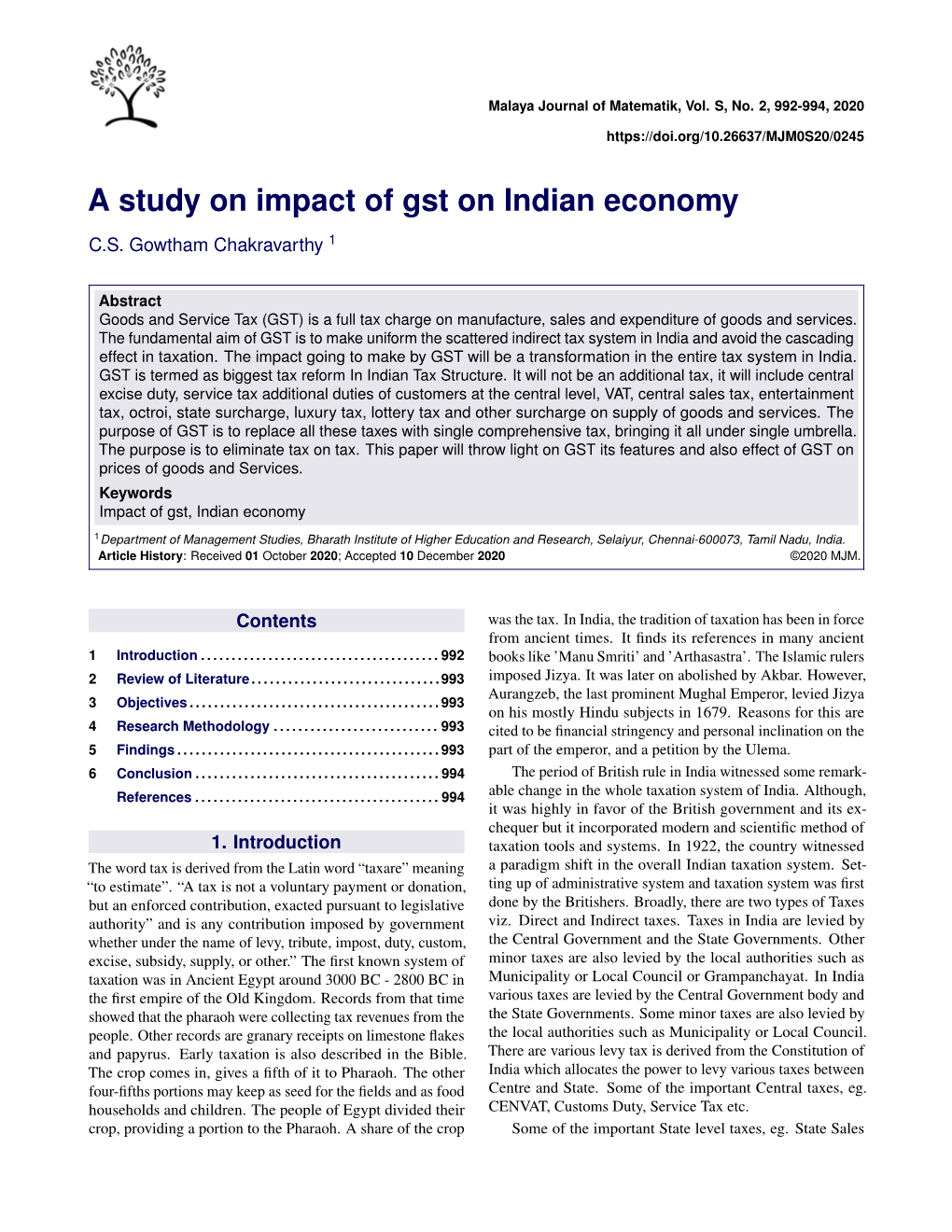 A Study on Impact of Gst on Indian Economy