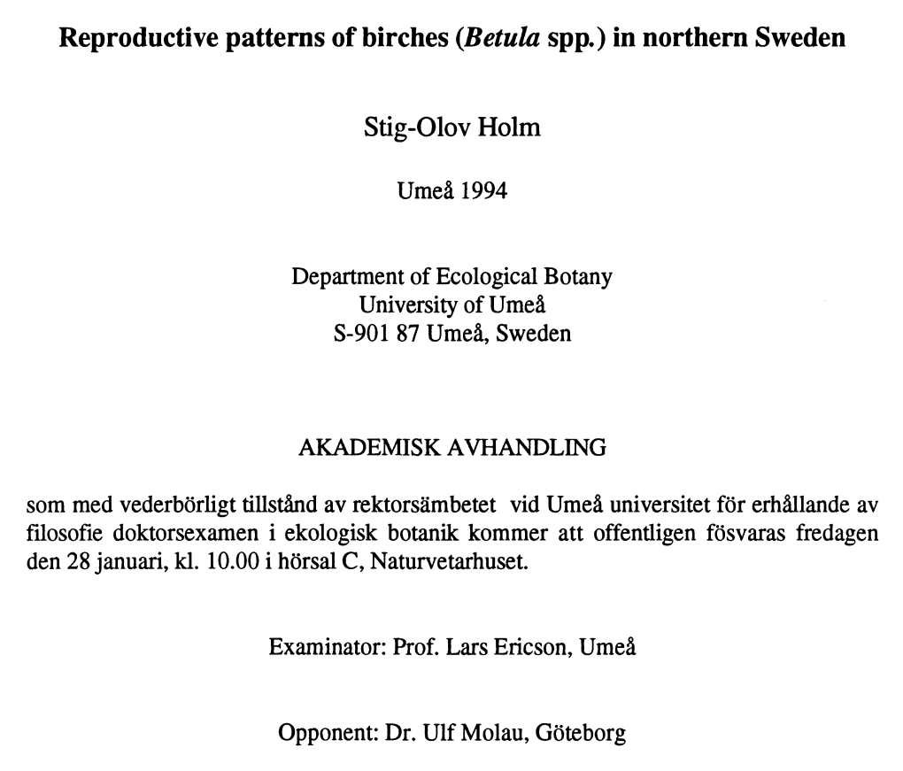 Reproductive Patterns of Birches (Betula Spp.) in Northern Sweden