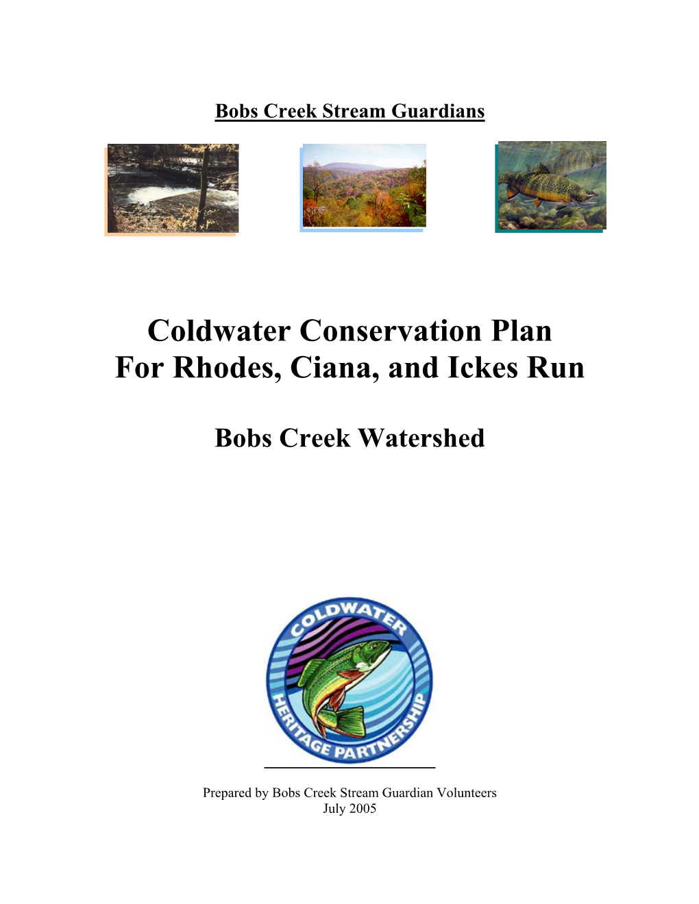 Coldwater Conservation Plan for Rhodes, Ciana, and Ickes Run