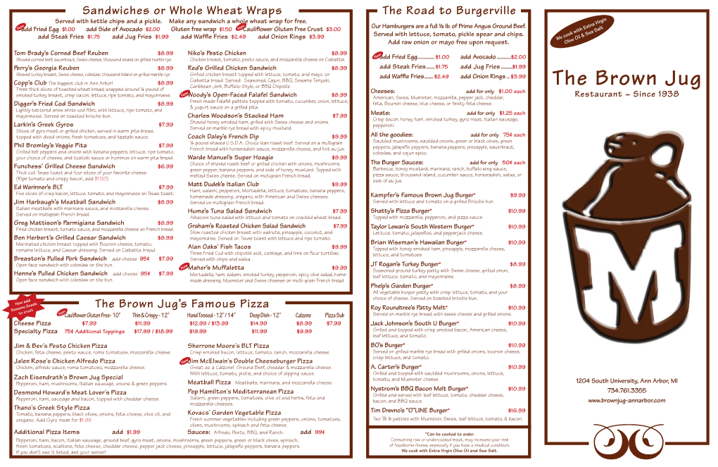 The Brown Jug Restaurant ~ Since 1938