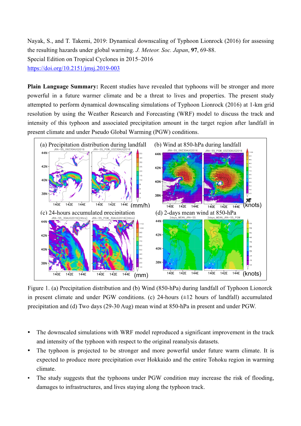 Dynamical Downscaling of Typhoon Lionrock (2016) for Assessing the Resulting Hazards Under Global Warming