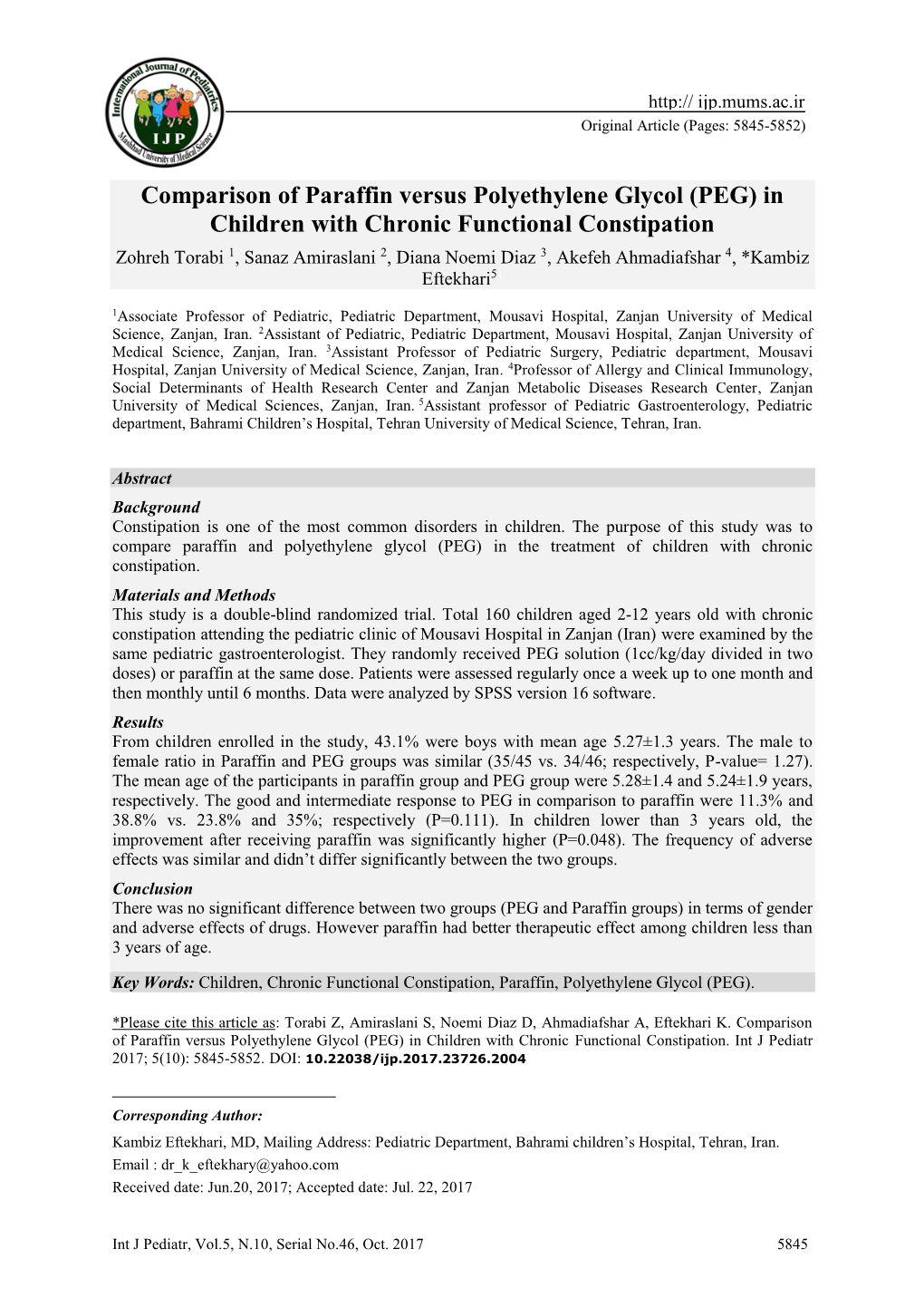 Comparison of Paraffin Versus Polyethylene Glycol (PEG) In