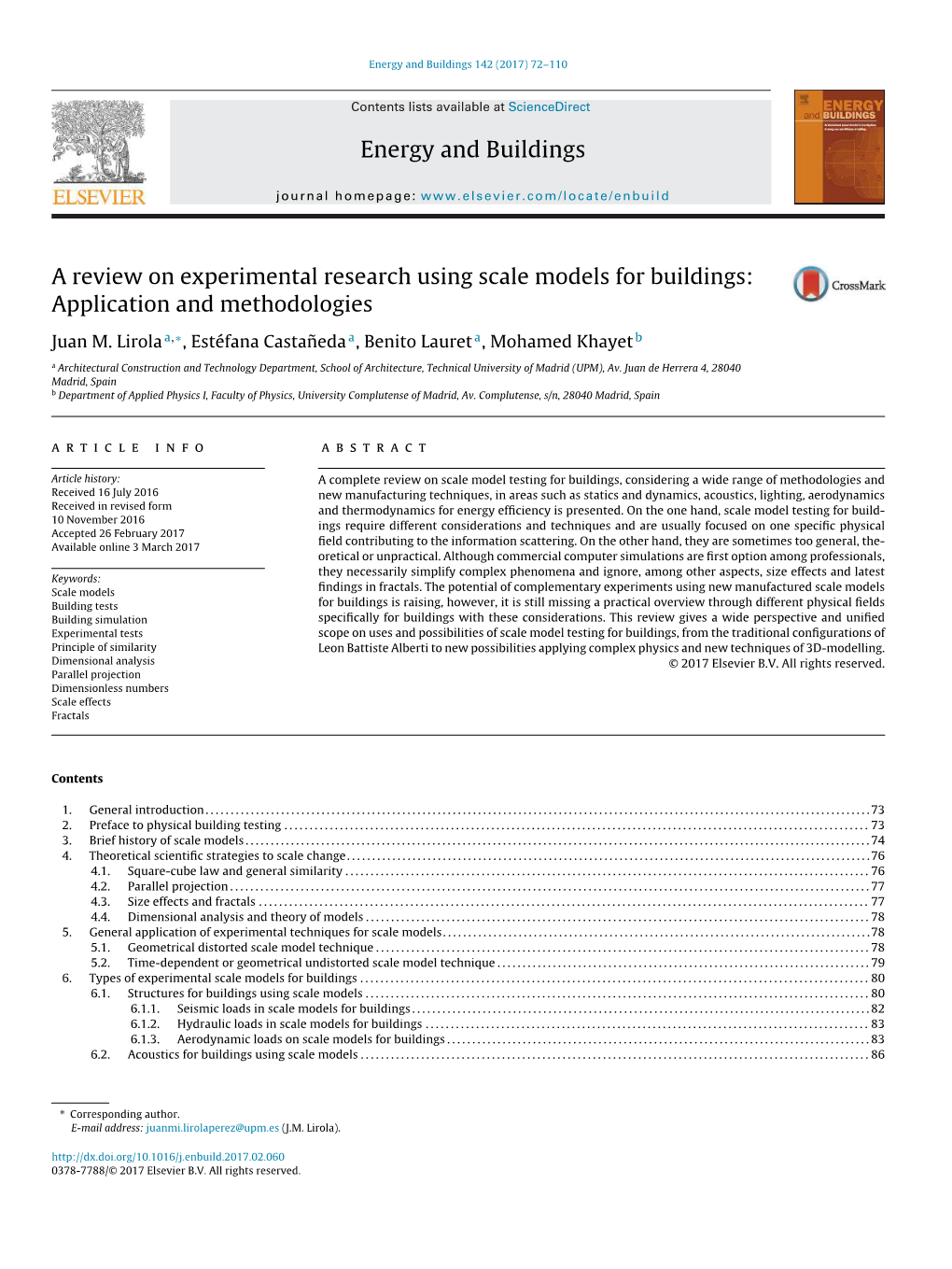 A Review on Experimental Research Using Scale Models for Buildings