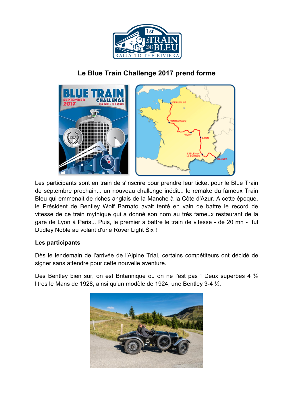 Le Blue Train Challenge 2017 Prend Forme