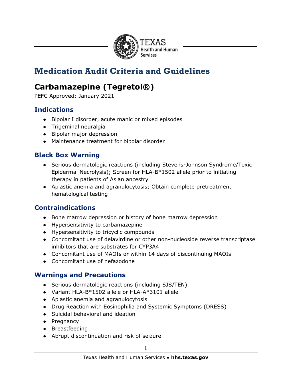 Medication Audit Criteria and Guidelines