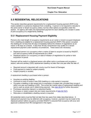 Section 5.5 Residential Relocations